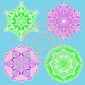 Nice colorful Vector Mandala set. Geometric circle element.