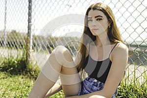 Nice and cool teen girl standing portrait