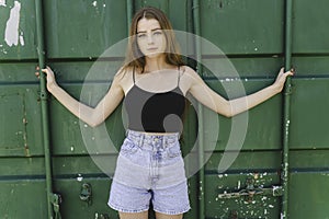 Nice and cool teen girl standing portrait