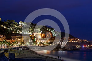 Nice, Cote d`Azur, France. Summer evening, see shore.