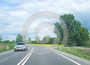 Nice country road with blue sky and white clouds