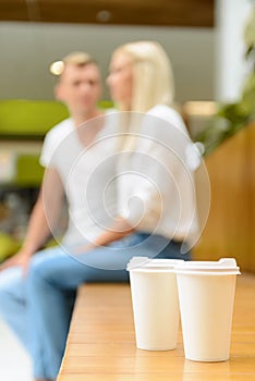 Nice couple sitting on the bench