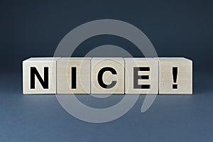 Nice. Cubes form the word Nice