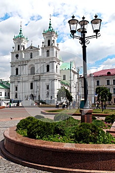 Nice day Belarus Grodno cityscape the cathedral