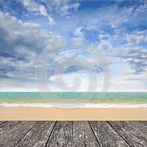 Nice deck at beach with sea and bluesky photo