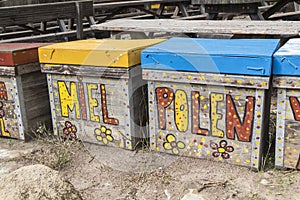 Nice decorated bee hives