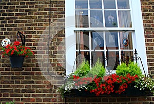 Nice decorated brown brick house window