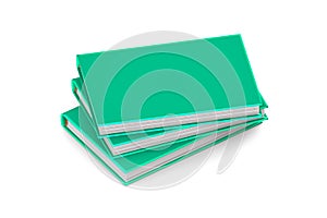 Nice detailed heap of 3 green books which are closed, symbol of knowledge isolated on white background - object 3d illustration
