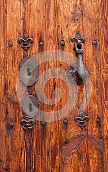 Nice door with wrought iron decoration