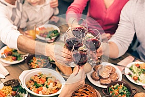 Nice family having tasty dinner