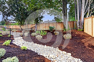 Nice fenced backyard with new planting beds