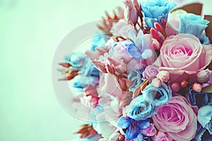 Nice flower bouquet. Bouquet of flowers, copy space. Blank space for greetings.