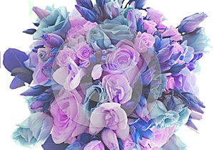 Nice flower bouquet. Bouquet of flowers, copy space. Blank space for greetings.