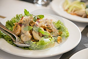 Nice food in dish on table