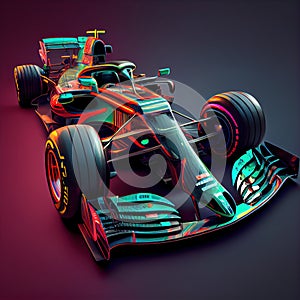 Nice Formula1 Racing Car in exciting motion with bright colors - Generated Artificial Intelligence - AI