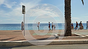 The Promenade des Anglais along the Mediterranean coast of Nice, France