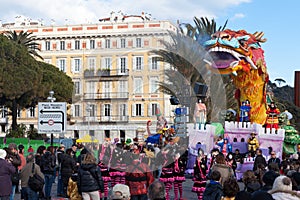 NICE, FRANCE - FEBRUARY 26: Carnival of Nice in French Riviera. This is the main winter event of the Riviera.