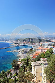 Nice France french riviera view Mediterranean Cote sea Europe travel water summer blue coast panoramic landscape vacation bay azur