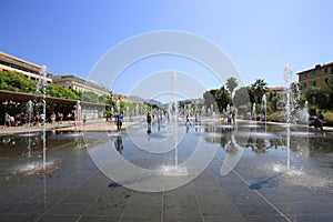 Mirror water fountain inside Parc du Paillon in Nice photo