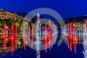 Reflecting fountain on Promenade du Paillon in Nice France photo