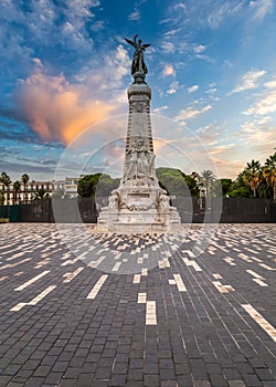 Nice, France, Statue of goddess Nika, Monument of Centenary built in 1893. Symbol of the city Nice.