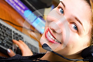 Nice friendly customer service female worker