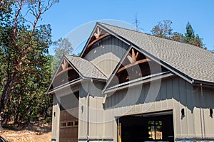 Nice garage with arches and big tall doors