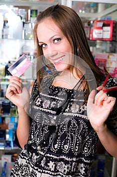 Nice girl with card