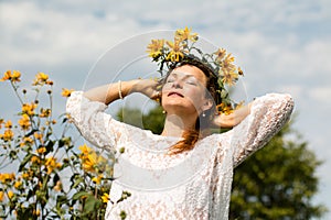 Nice girl and flowers