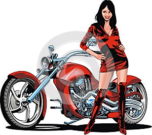 Nice girl and motorbike