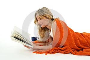 Nice girl reading a book, relaxed