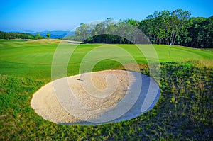 Nice golf course with bunker and nice green