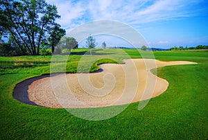 Nice golf course with bunker and nice green