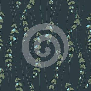 Nice green flowy Willow branches on a dark blue background