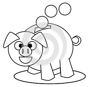 Nice Happy Money box, picture for children to be colored, isolated