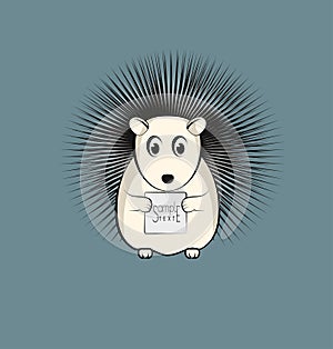 Nice hedgehog with a sign.