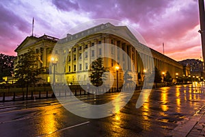 Nice houses at sunset after rain, Washington