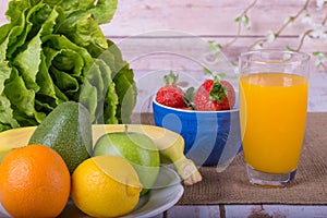 Nice image of a fruit and vegetable based juice.