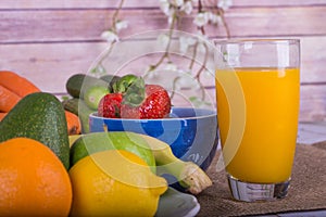 Nice image of a fruit and vegetable based juice.