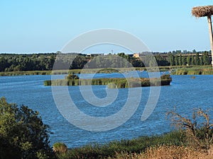 Nice island in the pond of ivars and vila sana, lerida, spain, europe