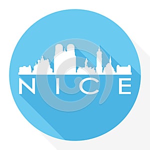 Nice Italy Europe Round Icon Vector Art Flat Shadow Design Skyline City Silhouette Template Logo photo