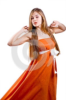 Nice lady in orange dress