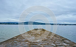 Nice landscape of the harbor in a fishing village in Galicia. Ares Spain