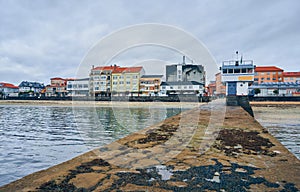 Nice landscape of the harbor in a fishing village in Galicia. Ares Spain