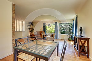 Nice living room with dining table set.