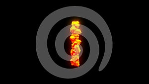 Nice magmatic stones letter I - burning hot orange - red character, isolated - object 3D rendering