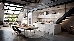 nice modern , view of the kitchen generated by AI tool.