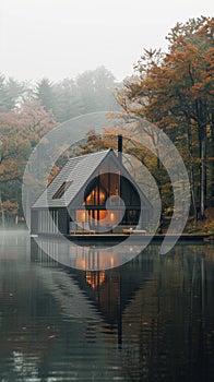 Nice modern triangular house near lake
