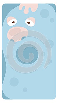 Nice monster, illustration for post card, social media, poster, banner, textil, internet. Background for text, funny cartoon face. photo