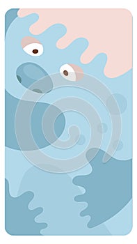 Nice monster, illustration for post card, social media, poster, banner, textil, internet. Background for text, funny cartoon face. photo